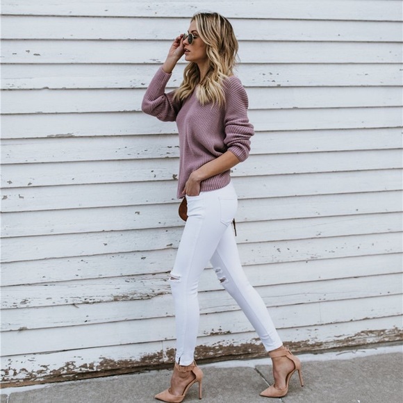 Purple Twisted Knit Sweater - Picture 3 of 6